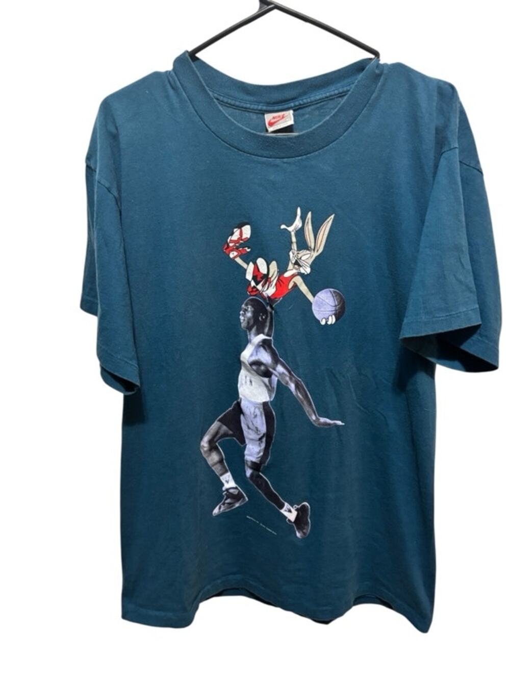Vintage Nike Space Jam Michael "Hare Jordan" T-Shirt 1991 USA Blue Men's XL VTG